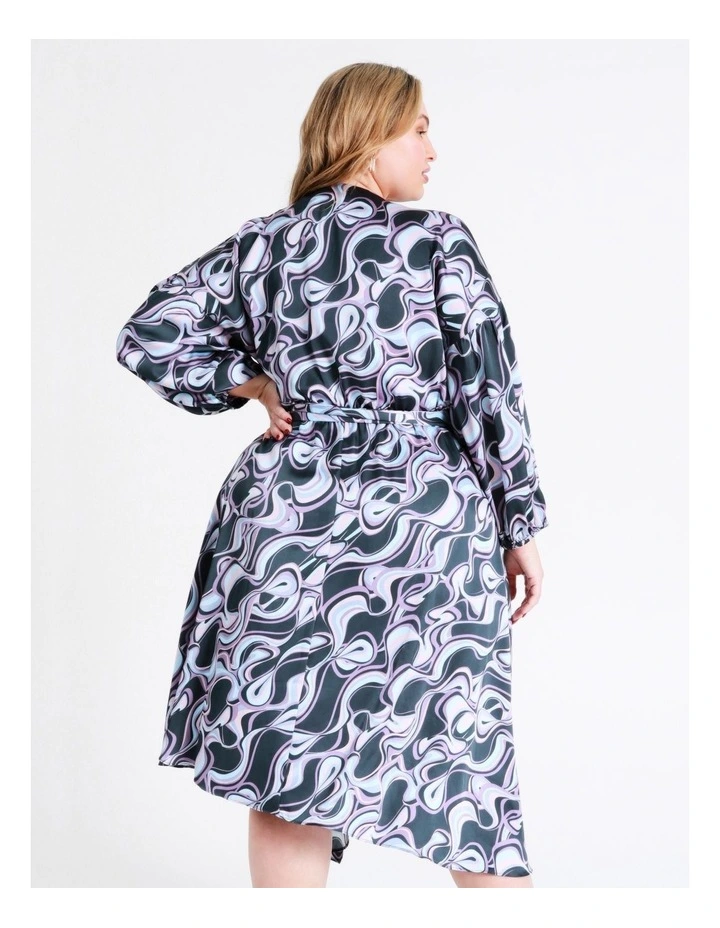 Basque Recycled Satin Staggered Hem Midi Dress In Blues 8 Basque Recycled Satin Staggered Hem Midi Dress In Blues - Image 6