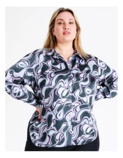 Basque Recycled Satin Printed Shirt In Blues -Basque Store Online 968715010 7 720x928