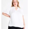 Basque Recycled Bruised Poly Flutter Sleeve Top In Ivory -Basque Store Online 968715280 1 720x928