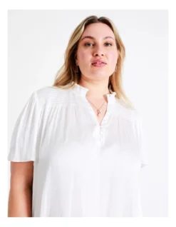 Basque Recycled Bruised Poly Flutter Sleeve Top In Ivory -Basque Store Online 968715280 5 720x928