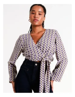 Basque Wrap Front Tie Blouse In Purple -Basque Store Online 970308460 3 720x928