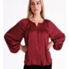 Basque Recycled Bruised Poly Satin Button Through Shirt In Wine -Basque Store Online 975458800 1 720x928