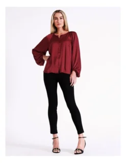 Basque Recycled Bruised Poly Satin Button Through Shirt In Wine -Basque Store Online 975458800 4 720x928