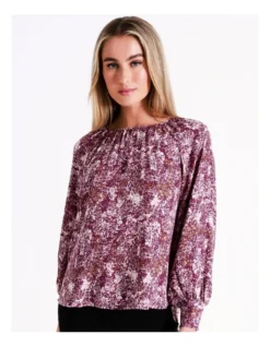 Basque Recycled Blend Gathered Neck Top In Wine -Basque Store Online 975459160 7 720x928