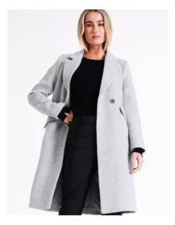 Basque Longline Crombie Coat In Grey -Basque Store Online 975459430 3 720x928