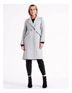 Basque Longline Crombie Coat In Grey -Basque Store Online 975459430 4 720x928
