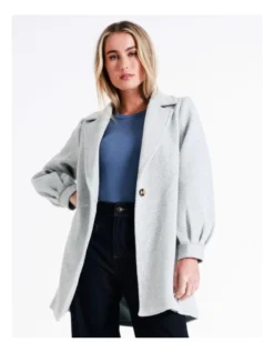 Basque Herringbone Tuck Sleeve Coat In Light Blue -Basque Store Online 975459790 3 720x928