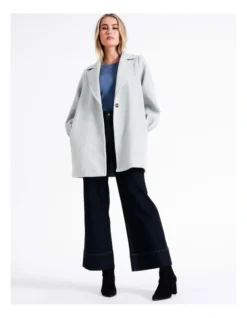 Basque Herringbone Tuck Sleeve Coat In Light Blue -Basque Store Online 975459790 5 720x928