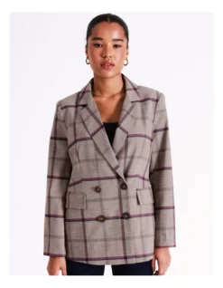 Basque Double Breasted Check Blazer In Assorted -Basque Store Online 975460060 3 720x928