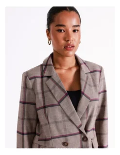 Basque Double Breasted Check Blazer In Assorted -Basque Store Online 975460060 4 720x928