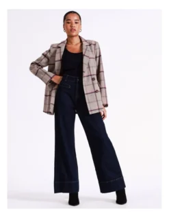 Basque Double Breasted Check Blazer In Assorted -Basque Store Online 975460060 7 720x928
