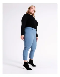 Basque Organic Cotton Blend Sateen Pant In Dusty Blue -Basque Store Online 975460150 7 720x928