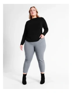 Basque Gathered Long Sleeve T-Shirt In Black