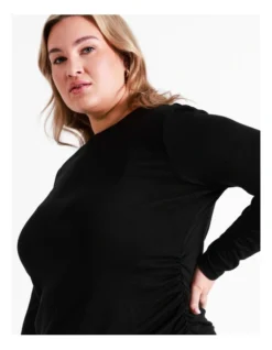 Basque Gathered Long Sleeve T-Shirt In Black -Basque Store Online 975460330 5 720x928