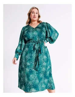 Basque Wrap Front Texture Midi Dress In Green -Basque Store Online 975460420 3 720x928