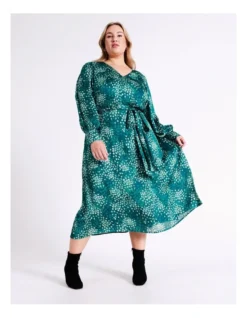 Basque Wrap Front Texture Midi Dress In Green -Basque Store Online 975460420 4 720x928
