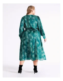 Basque Wrap Front Texture Midi Dress In Green -Basque Store Online 975460420 6 720x928