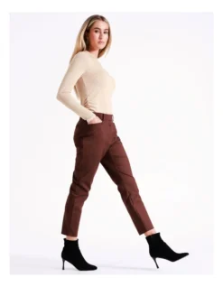 Basque Organic Cotton Blend Sateen Pant In Chocolate