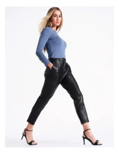 Basque Faux Leather Pant In Black