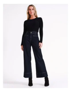 Basque Pointelle Lightweight Knit In Black