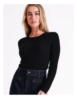 Basque Pointelle Lightweight Knit In Black -Basque Store Online 975925990 6 720x928