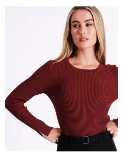 Basque Pointelle Lightweight Knit In Wine -Basque Store Online 975926170 4 720x928
