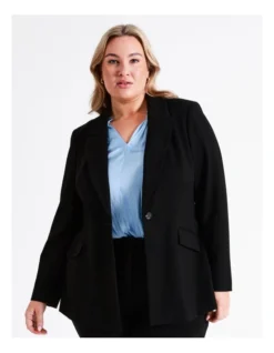 Basque Single Breasted Ponte Jacket In Black