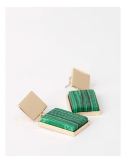 Basque Malachite Stud Earring In Gold