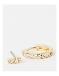 Basque Mini Diamante And Hoop Earring In Gold